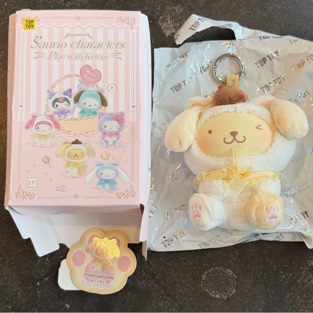 Sanrio Characters Play With kittens series Plush pendant- Pompompurin - Picture 3 of 16